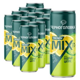 Напиток Черноголовка "Бодрый цитрус", газированный, ж/б, 0,33 литра
