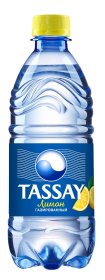 Природная вода Tassay со вкусом лимона, газированная, ПЭТ, 0,5 литра
